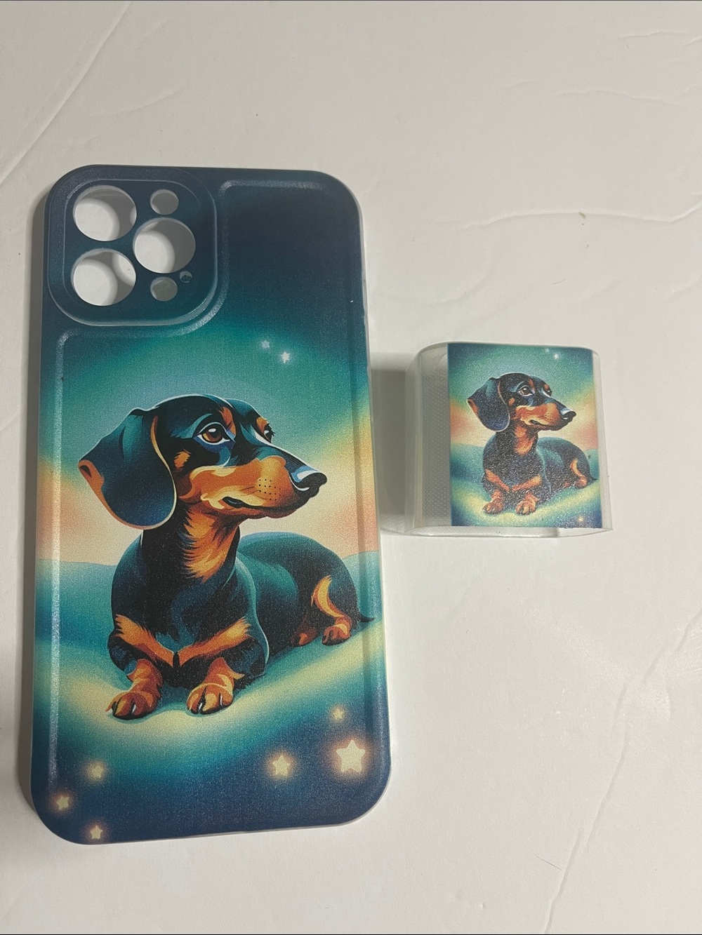 Dachshund Illustration iPhone 12 Pro Max Case and charging cord cover